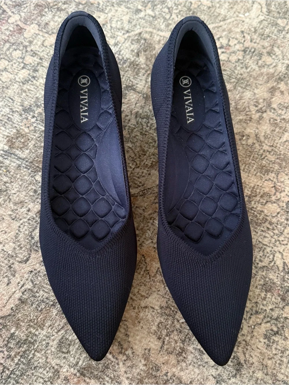 VIVAIA Navy Pointed Toe Knit Kitten Heel‎ Pumps Women's Size 39 EU US 8